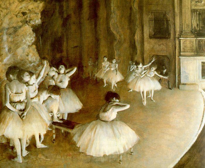Edgar Degas Ballet Rehearsal on Stage Norge oil painting art